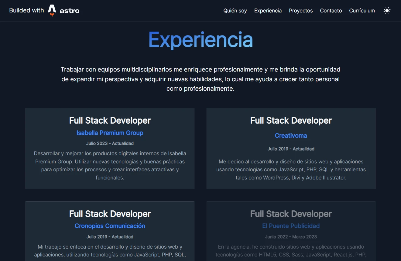 Screenshot: Clients page